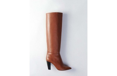 reasonable Heeled smooth leather boots - Cognac cheap competitive