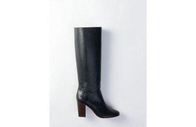 reasonable Heeled smooth leather boots - Black competitive cheap
