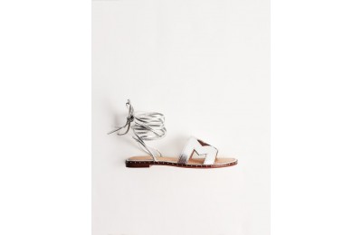 competitive Leather tie sandals - Silver reasonable cheap